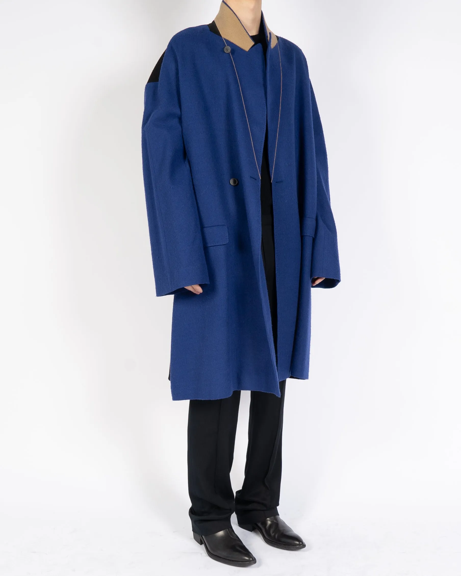 FW19 Oversized Blue & Black Wool Coat