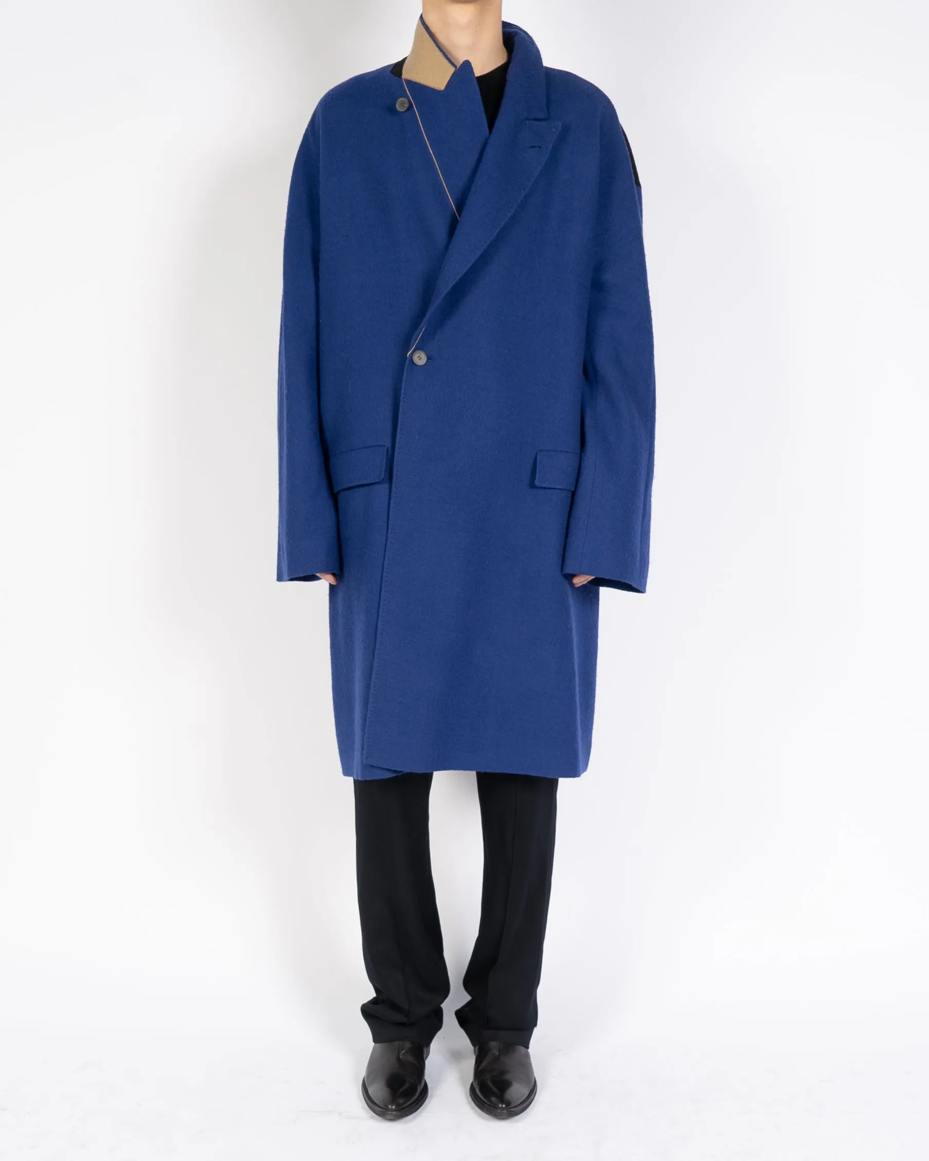 FW19 Oversized Blue & Black Wool Coat