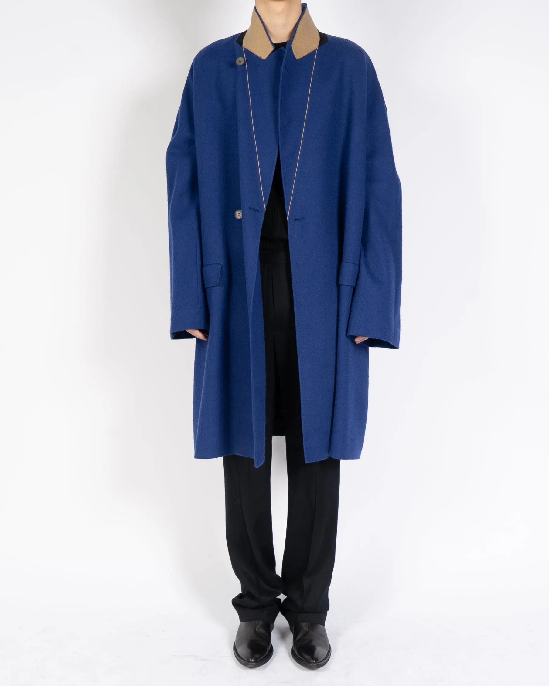 FW19 Oversized Blue & Black Wool Coat