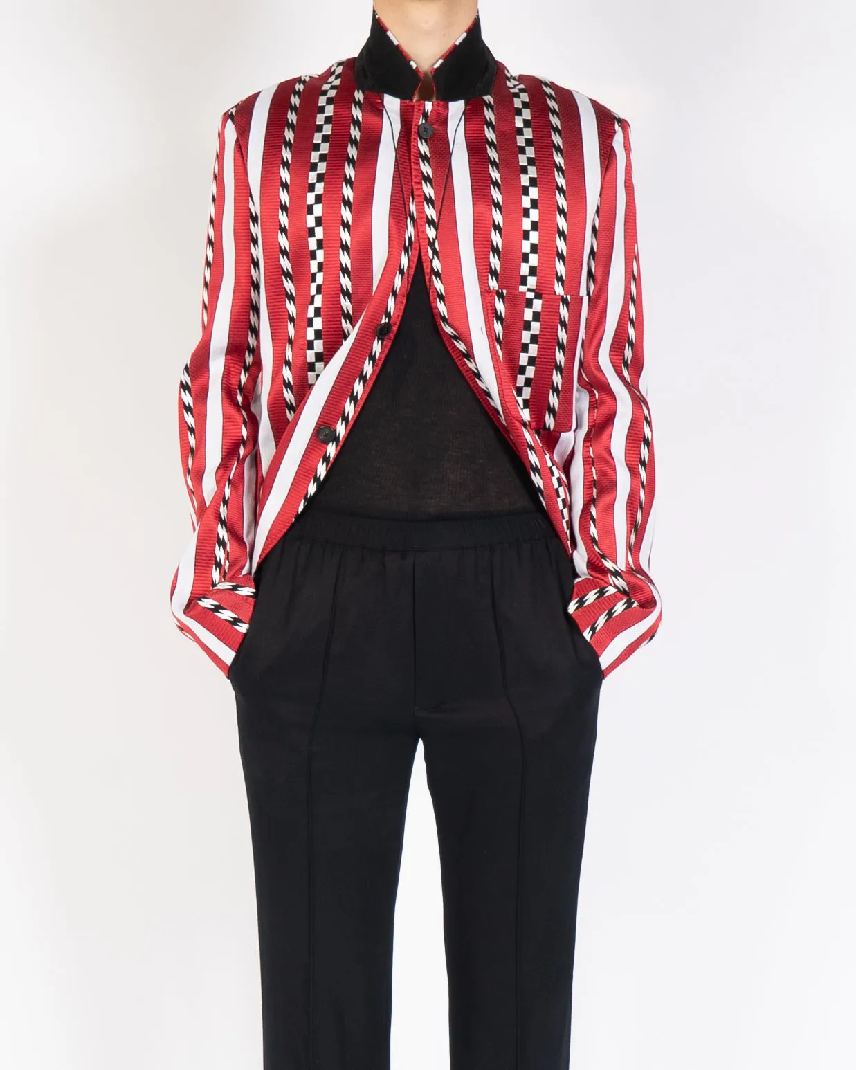 FW19 Red Striped Jacquard Blazer