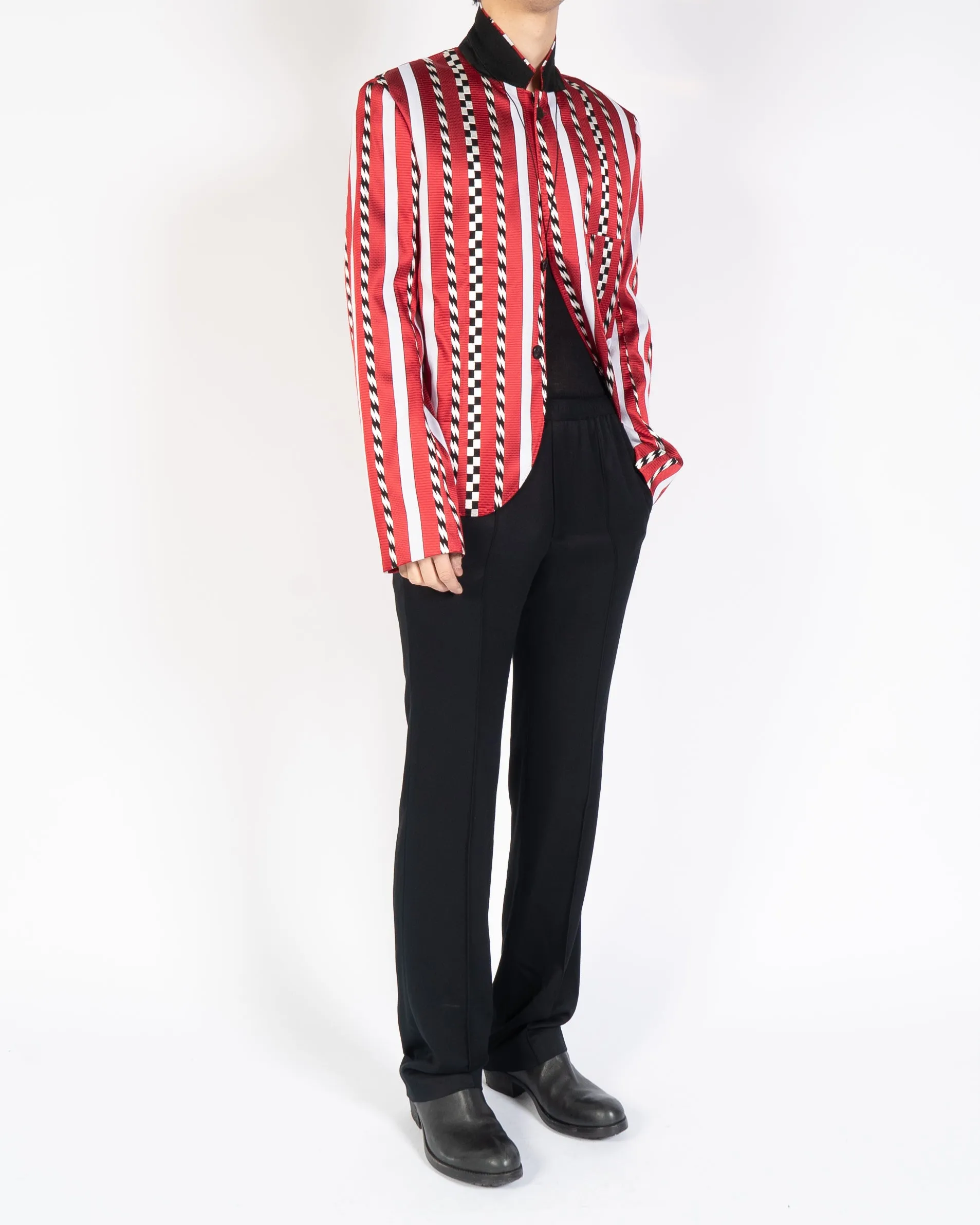 FW19 Red Striped Jacquard Blazer