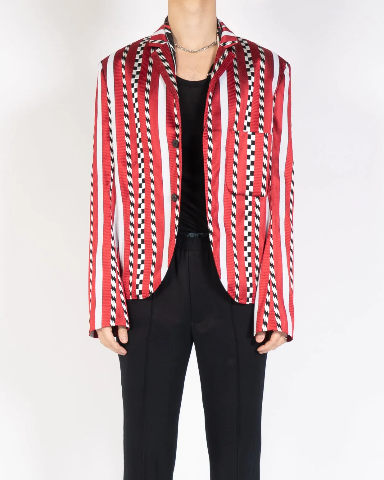 FW19 Red Striped Jacquard Blazer