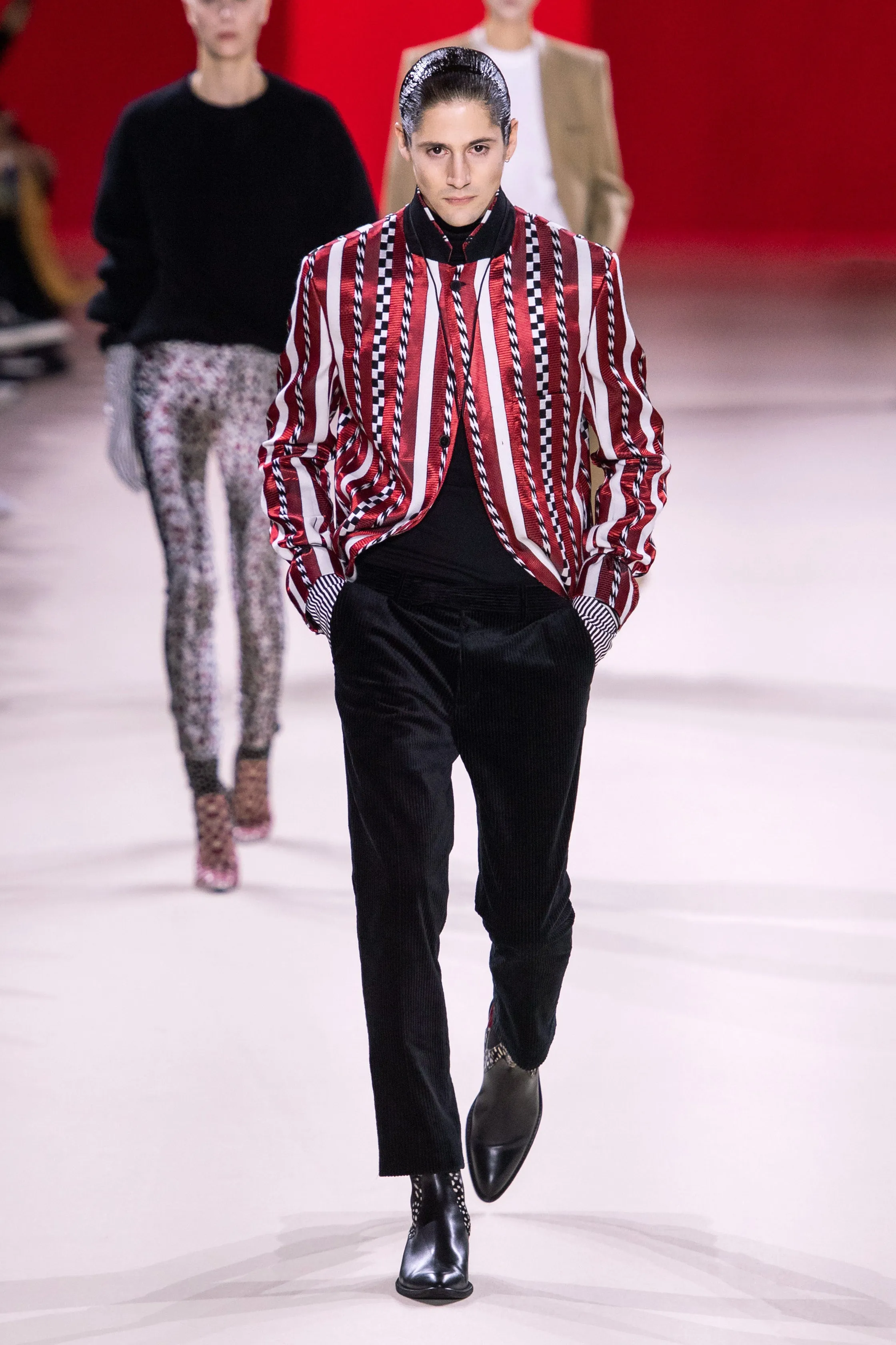 FW19 Red Striped Jacquard Blazer