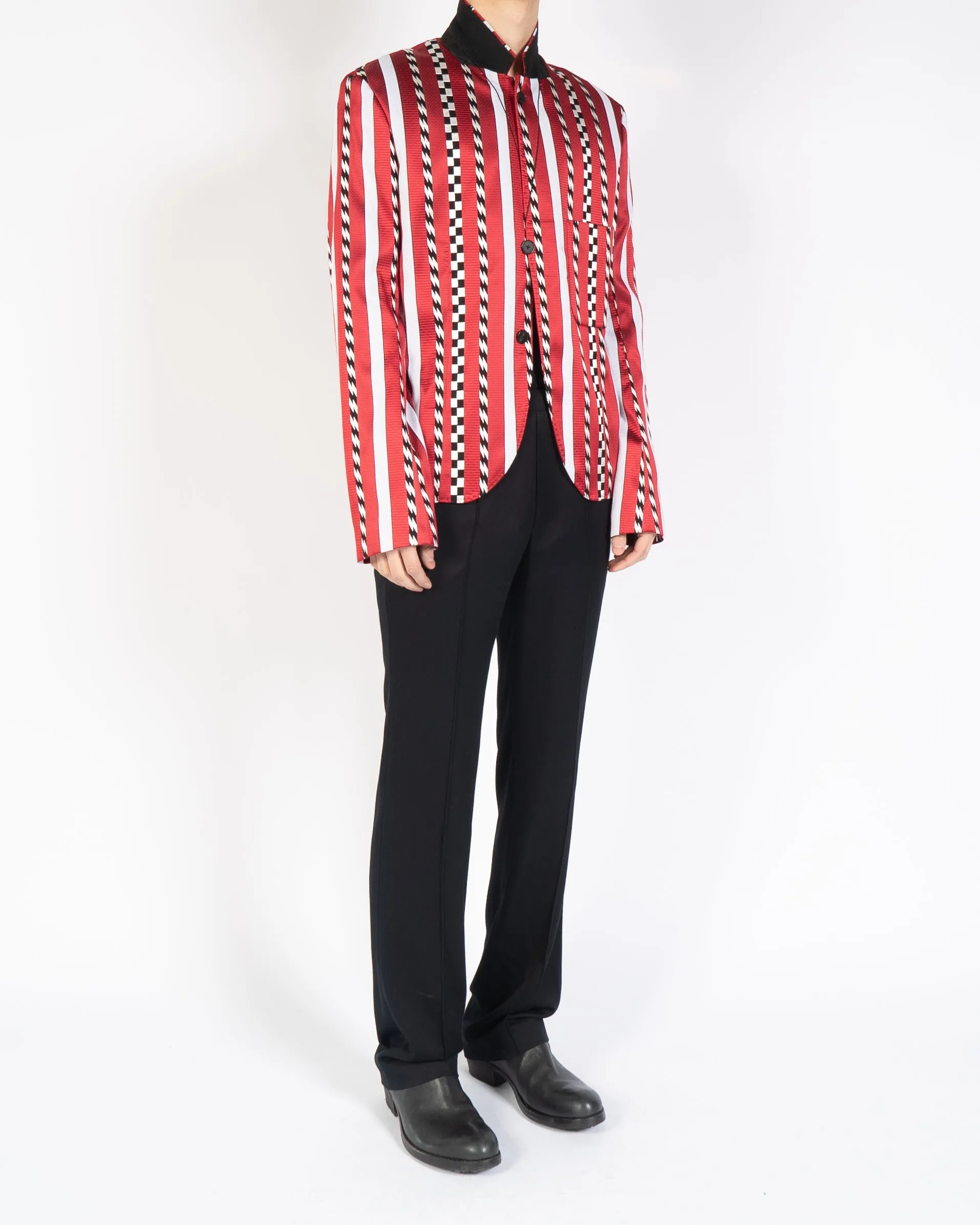 FW19 Red Striped Jacquard Blazer