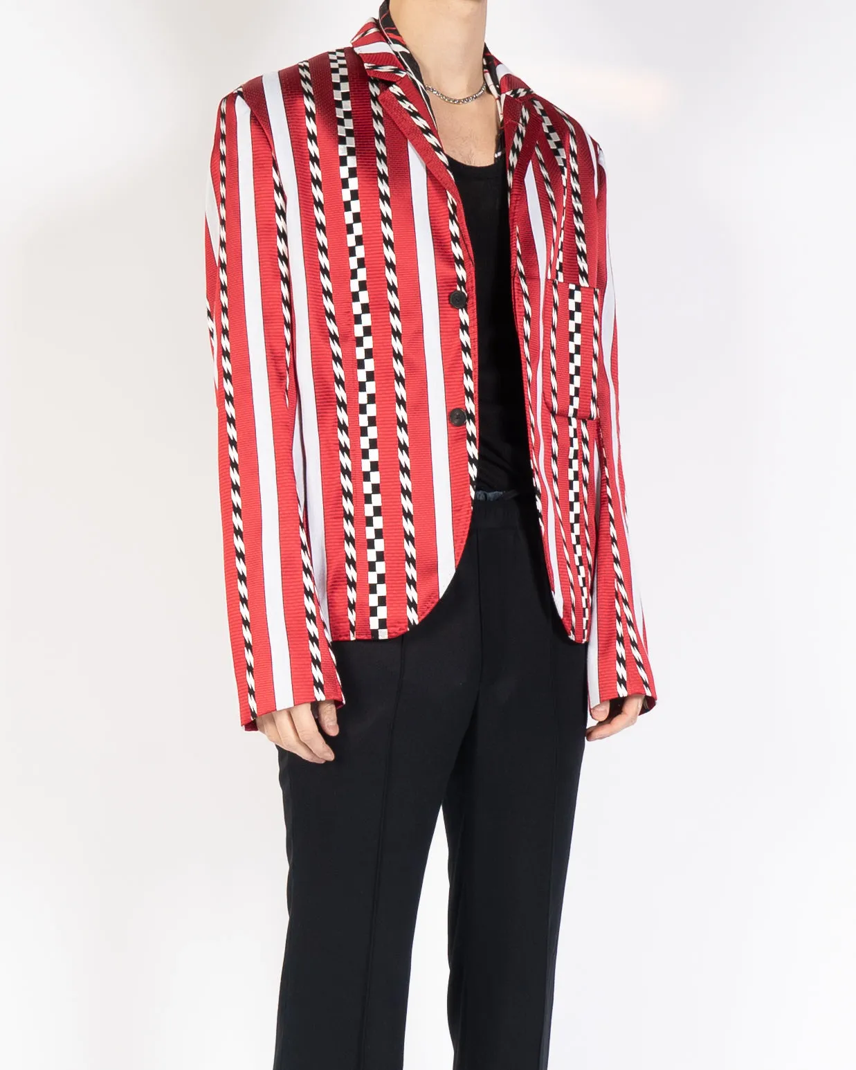 FW19 Red Striped Jacquard Blazer