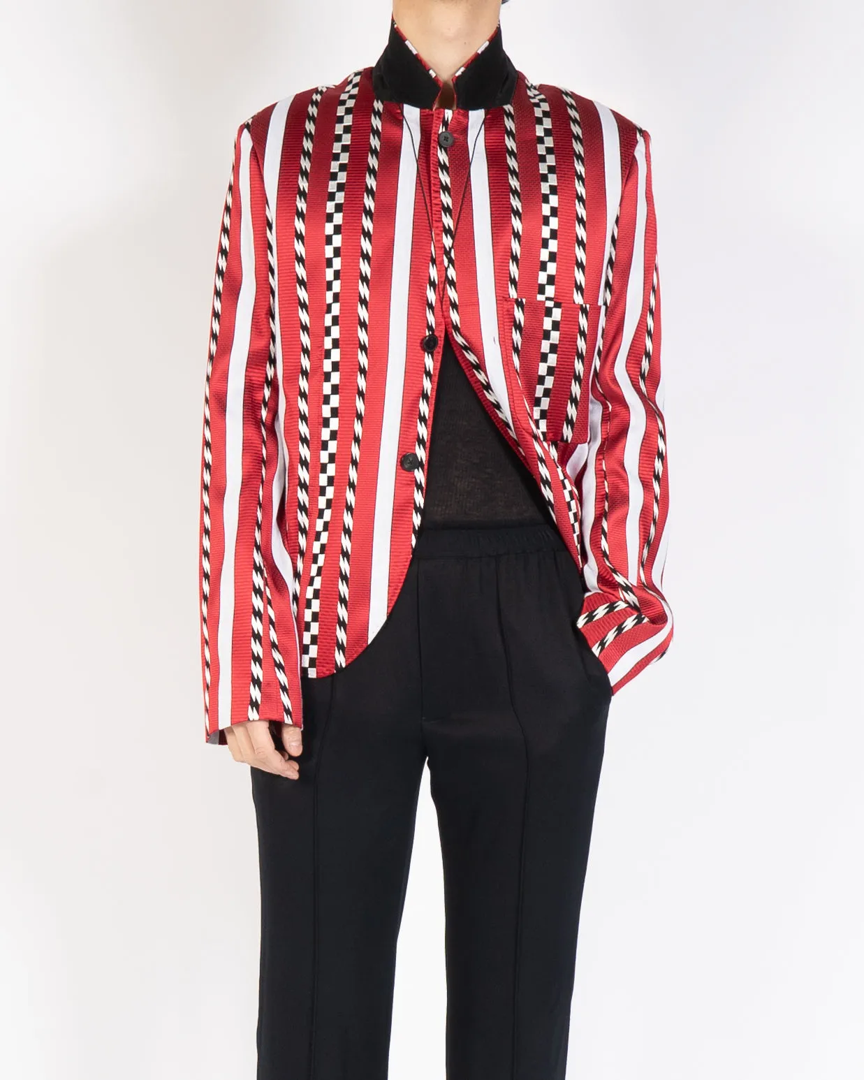 FW19 Red Striped Jacquard Blazer