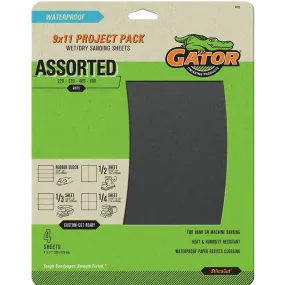 Gator 4475 Sanding Sheet, 9 in L, 11 in W, 220, 320, 400, 600 Grit, Extra Fine/Ultra Fine/Very Fine :PK  4: QUANTITY: 1