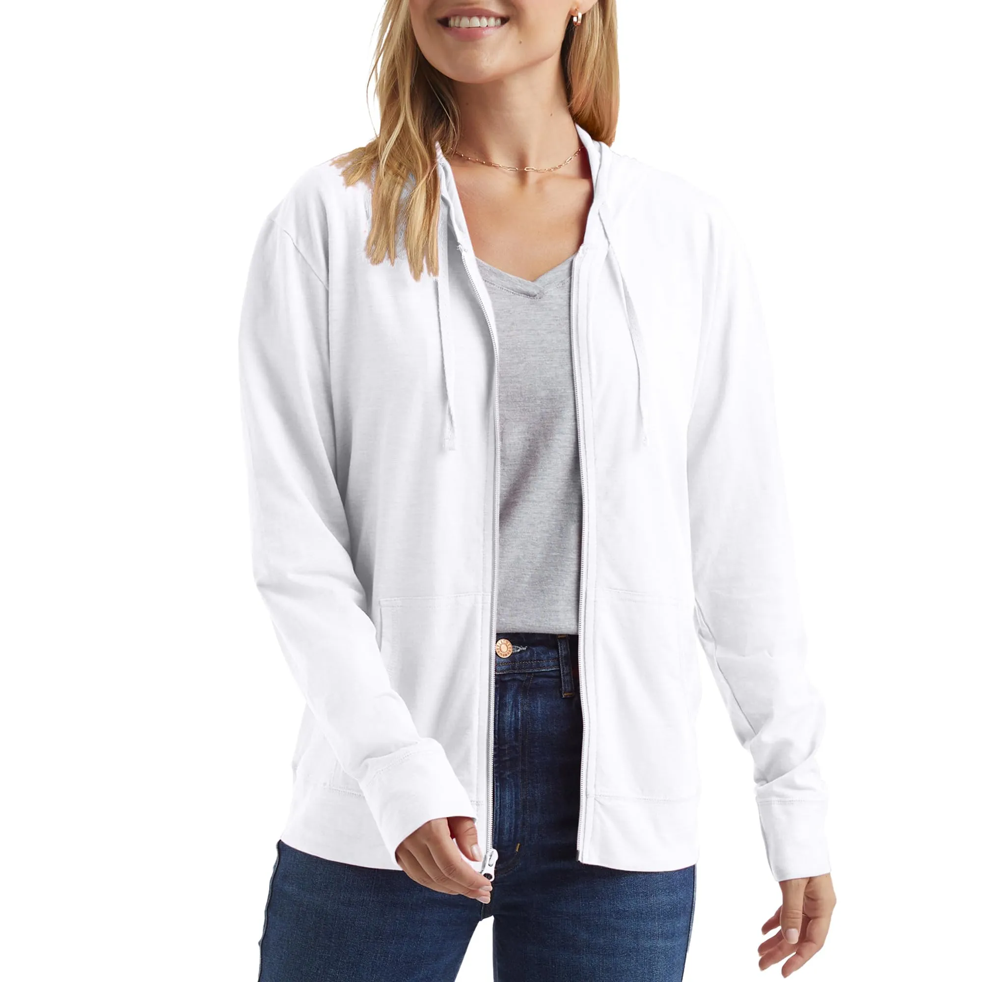 Hanes womens Slub Jersey fashion hoodies, White, XX-Large US