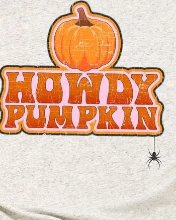 Howdy Pumpkin Stacked Short Sleeve Graphic Tee | Oatmeal