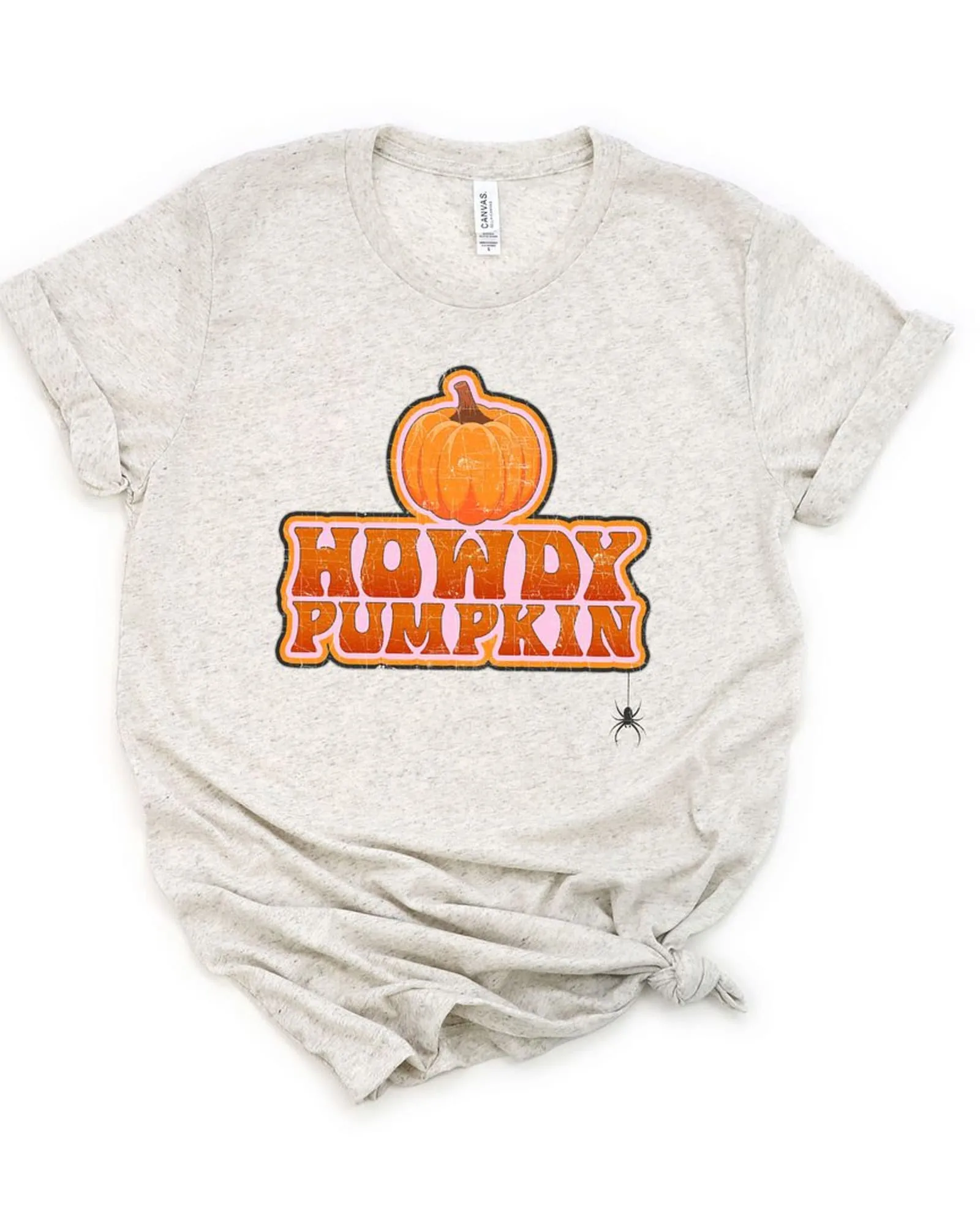 Howdy Pumpkin Stacked Short Sleeve Graphic Tee | Oatmeal