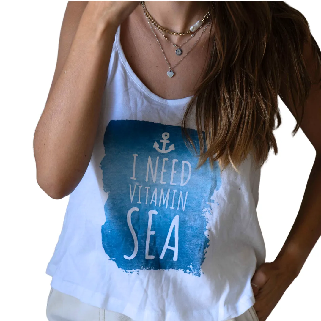 I Need Vitamin Sea Tank Top White