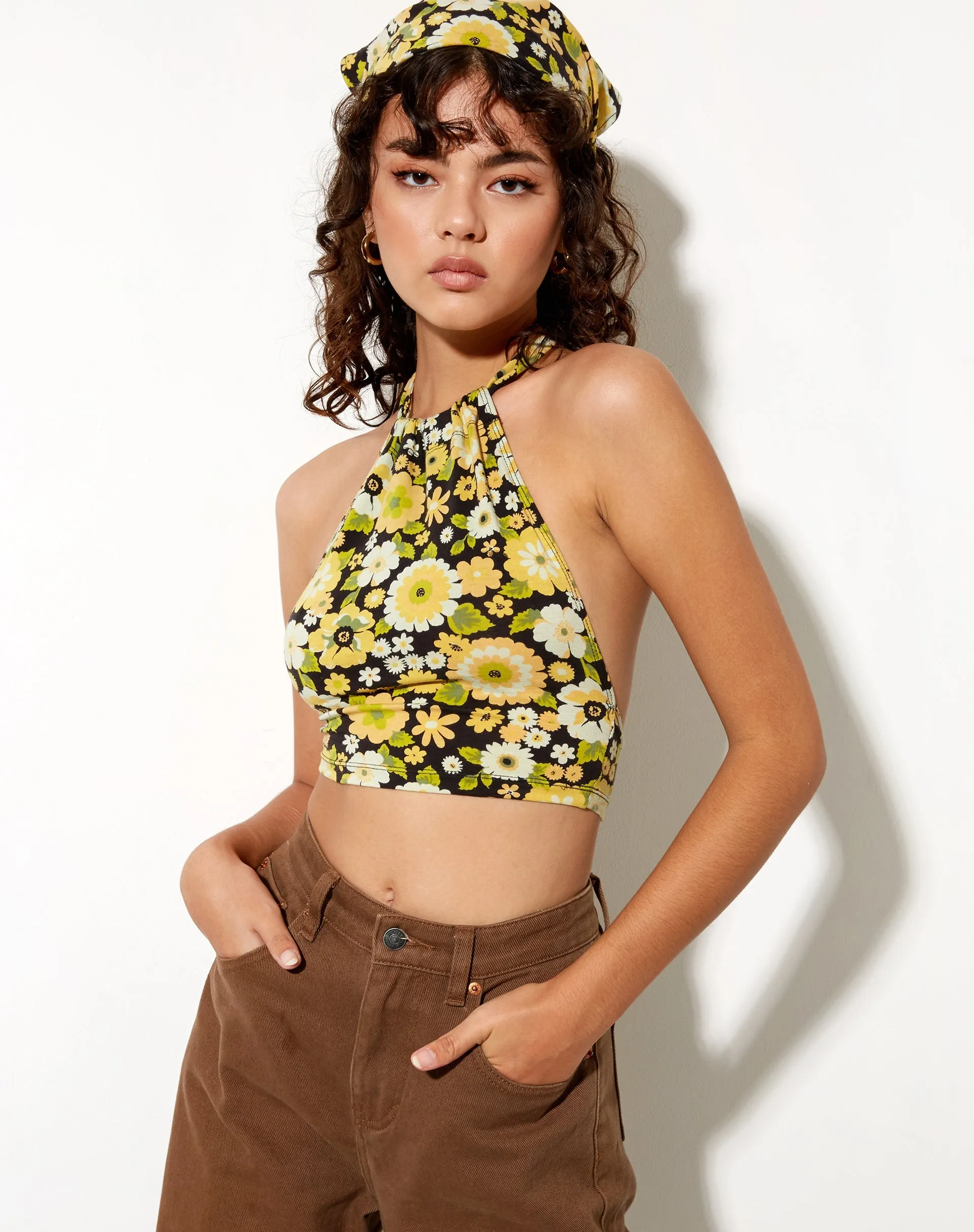 Jica Crop Top in Retro Floral