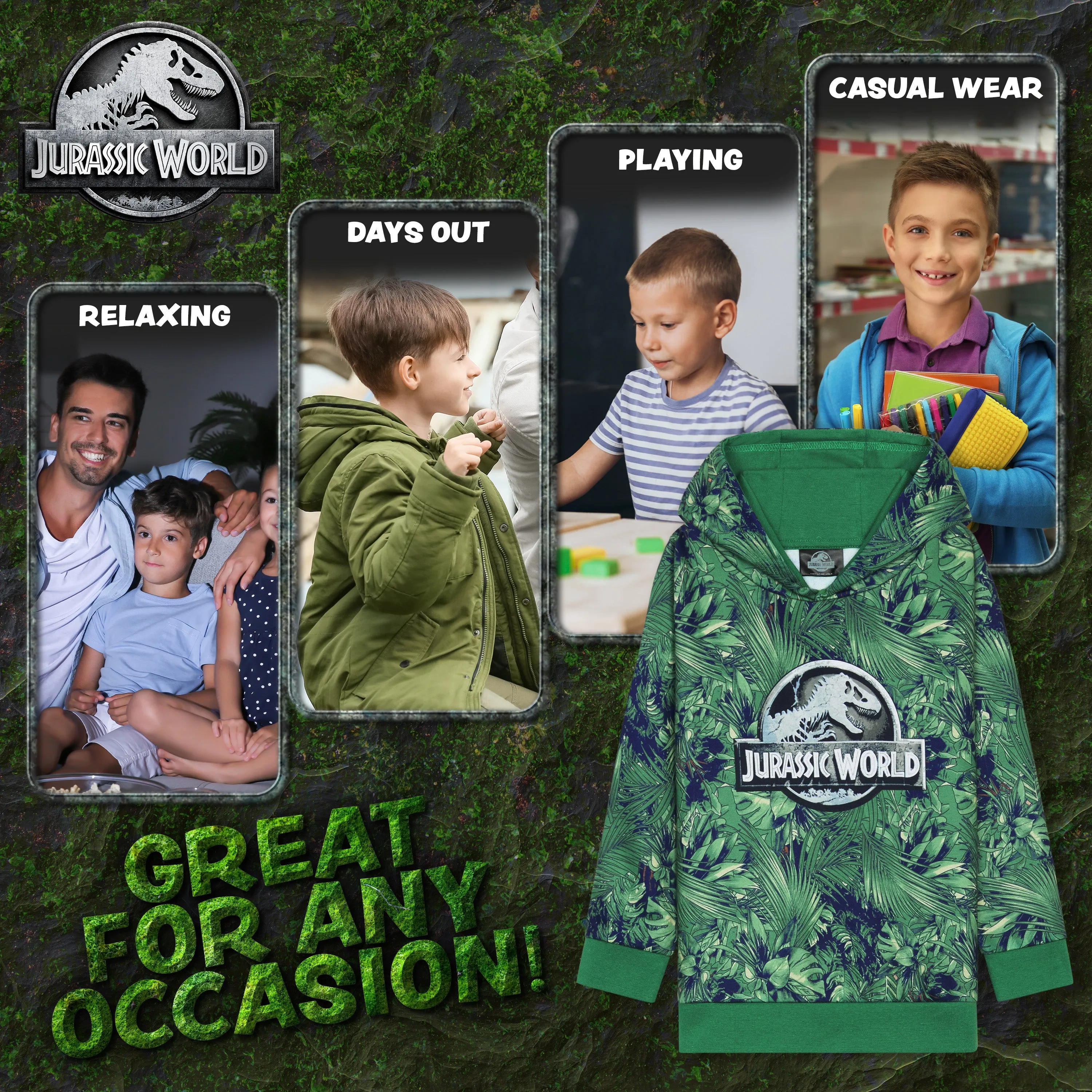 Jurassic World Boys Hoodies Dinosaur Hoodie Kids Teens