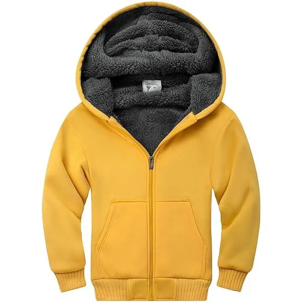 Kid's Winter Sports Solid Color Fleece Hoodie-ZPK005867