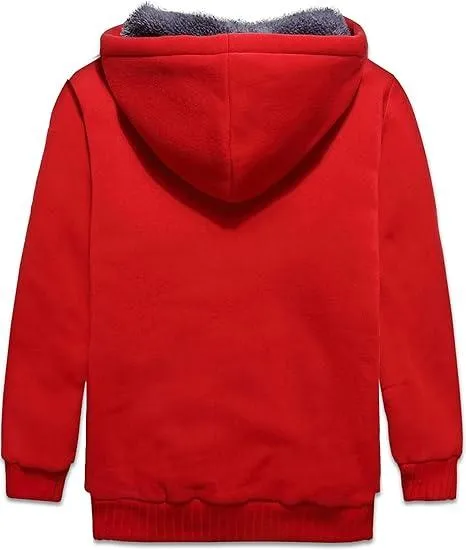 Kid's Winter Sports Solid Color Fleece Hoodie-ZPK005867