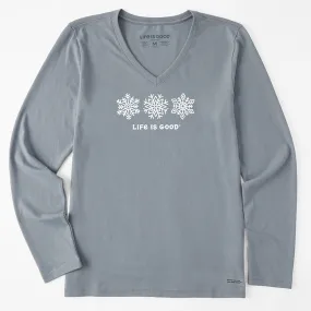 Life is Good W LS Crusher-Lite Tee Three Snowflakes STONE BLUE