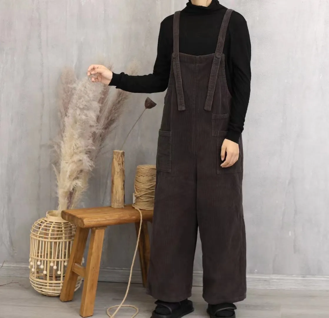 Literary retro corduroy jumpsuit