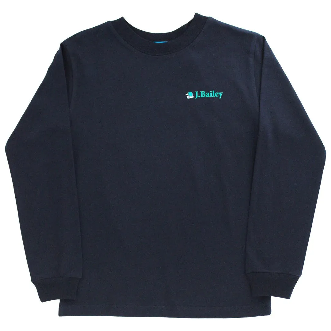 Long Sleeve Logo Tee - Duck on Navy