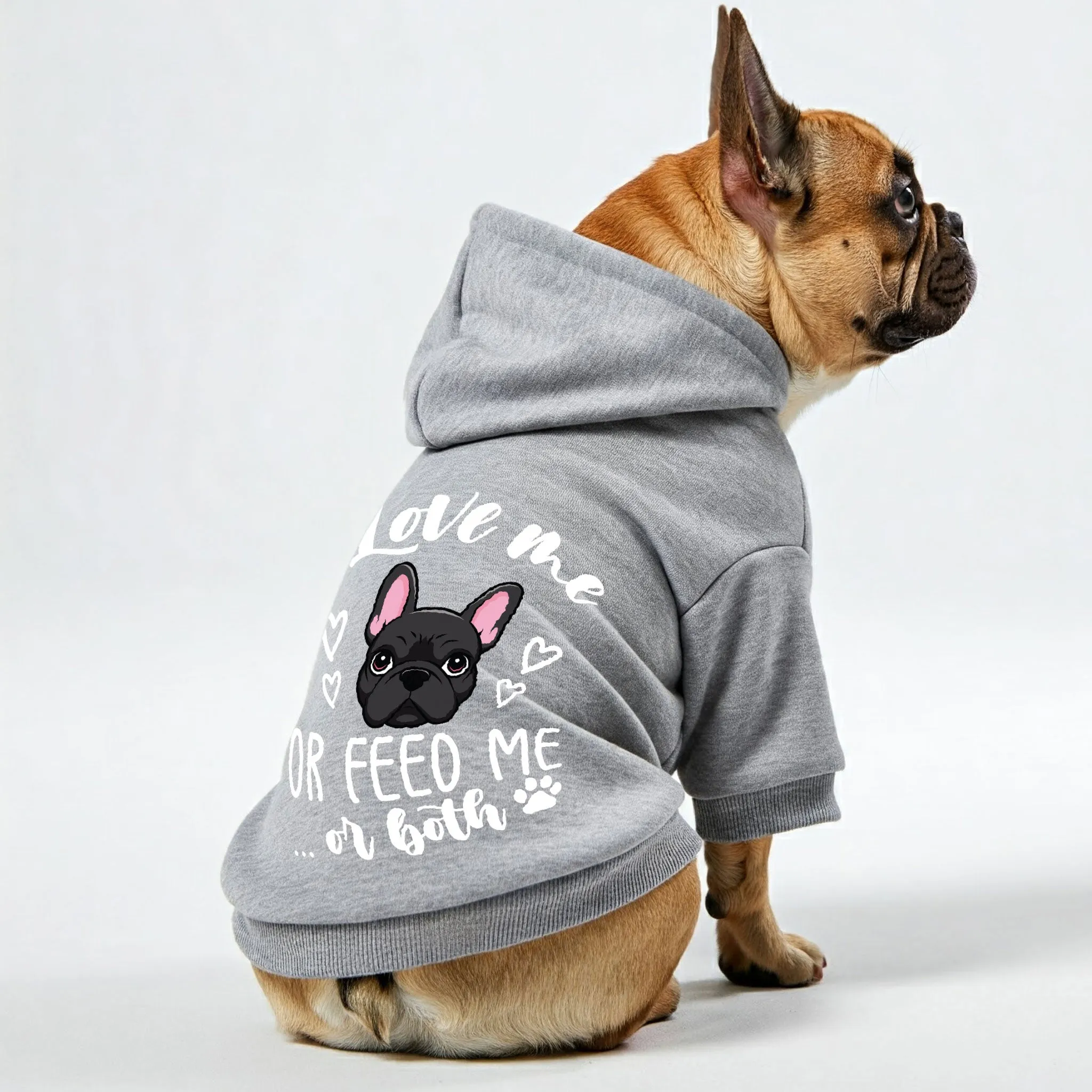 Love me or feed me... or both  - Personalized French Bulldog Hoodies with Funny Quotes – Stylish, Cozy, and Premium 100% Cotton