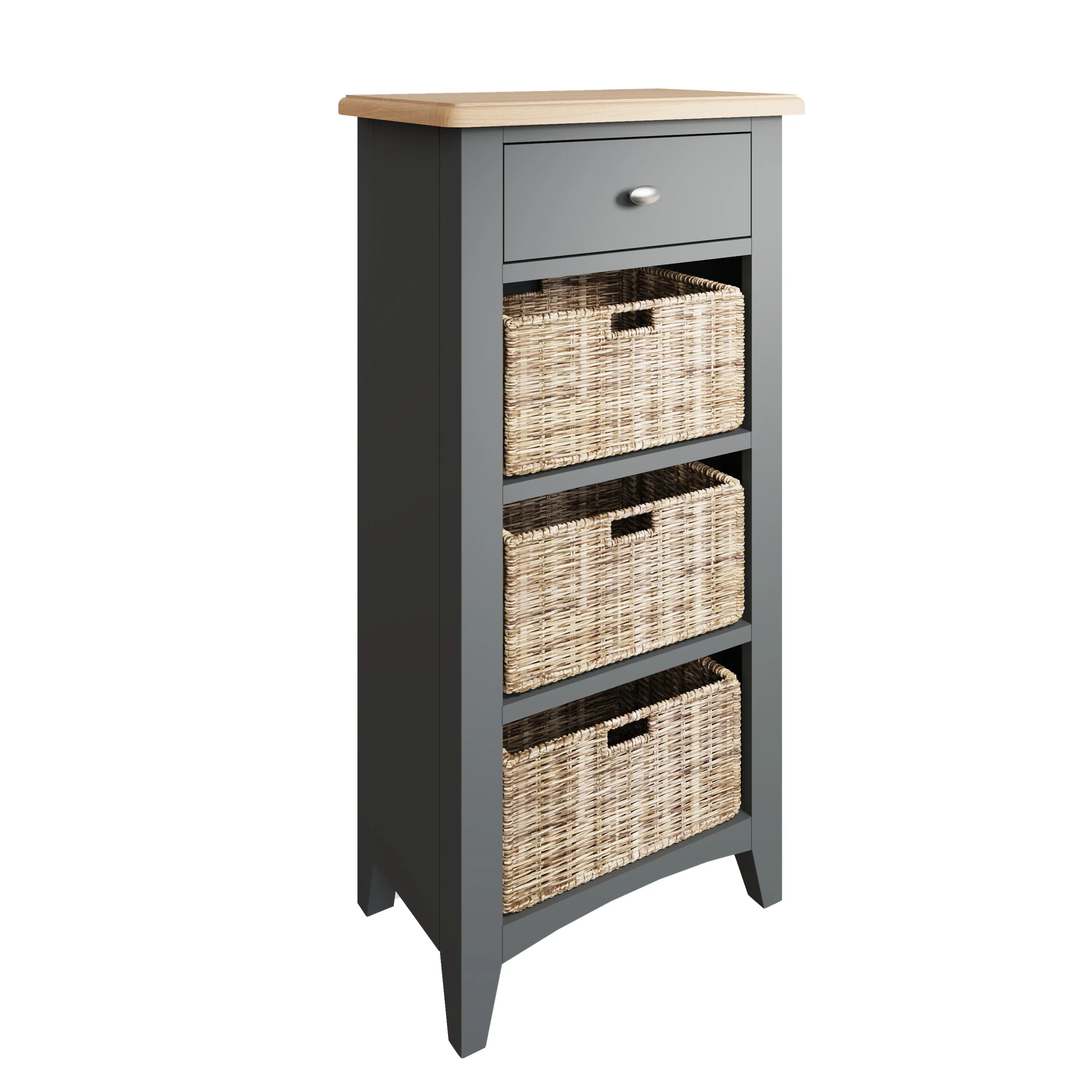 Malmesbury Grey Cabinet 1 Drawer 3 Basket 50 x 30 x 100 cm