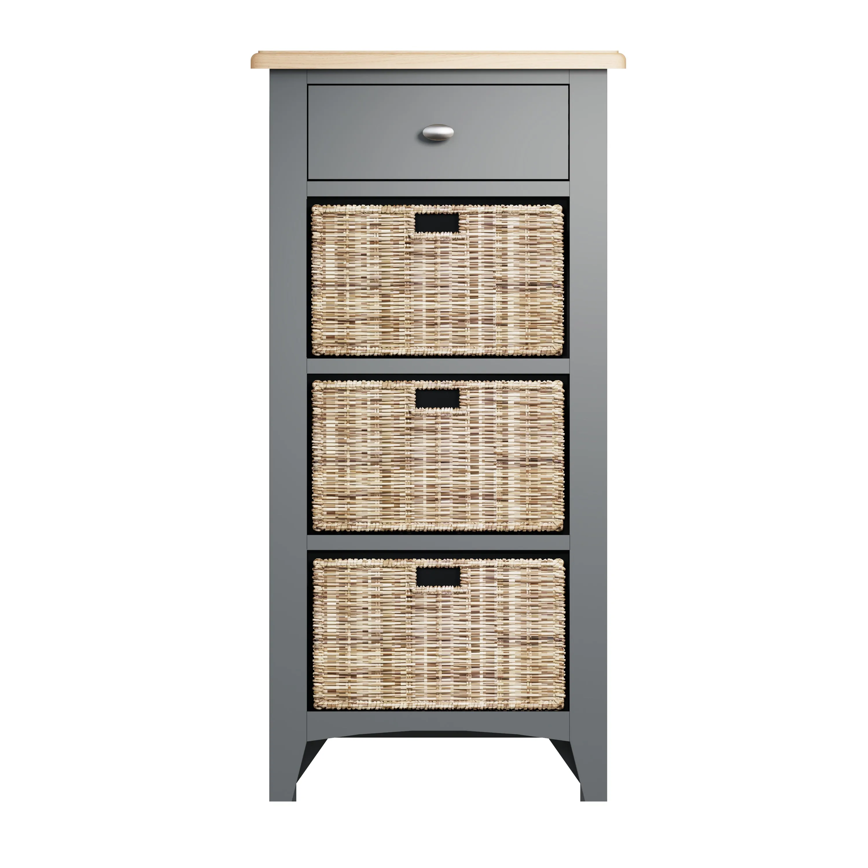 Malmesbury Grey Cabinet 1 Drawer 3 Basket 50 x 30 x 100 cm