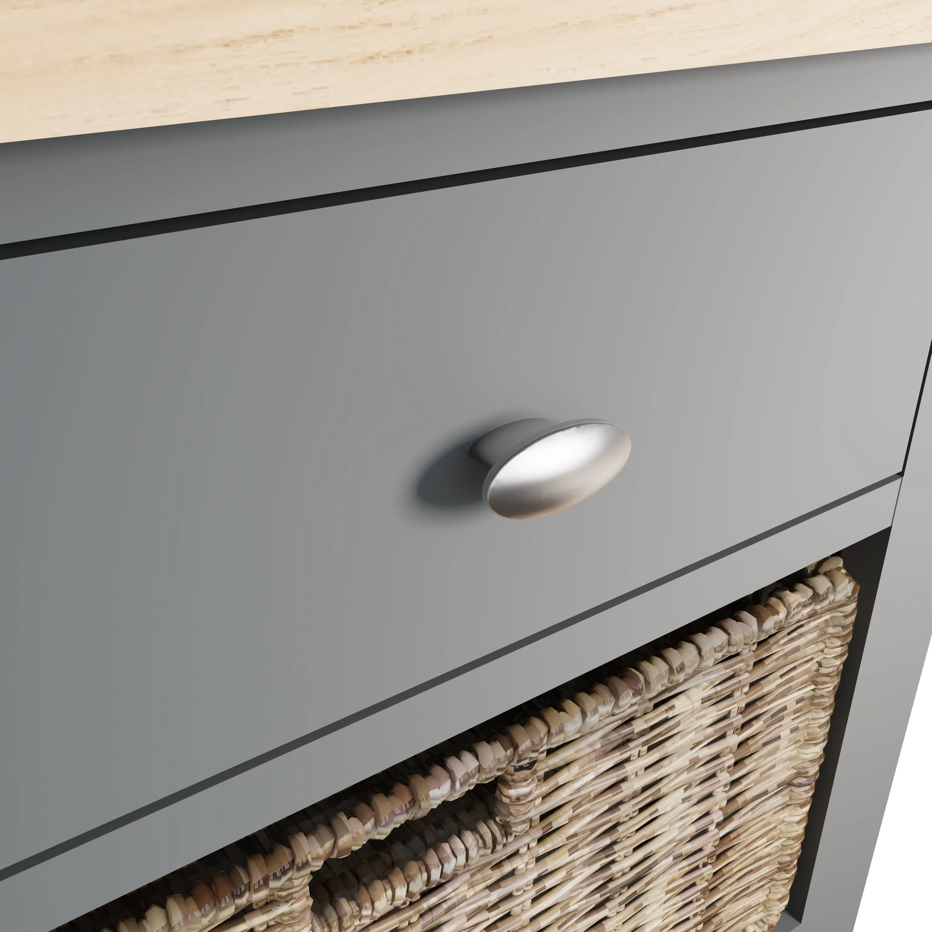 Malmesbury Grey Cabinet 1 Drawer 3 Basket 50 x 30 x 100 cm