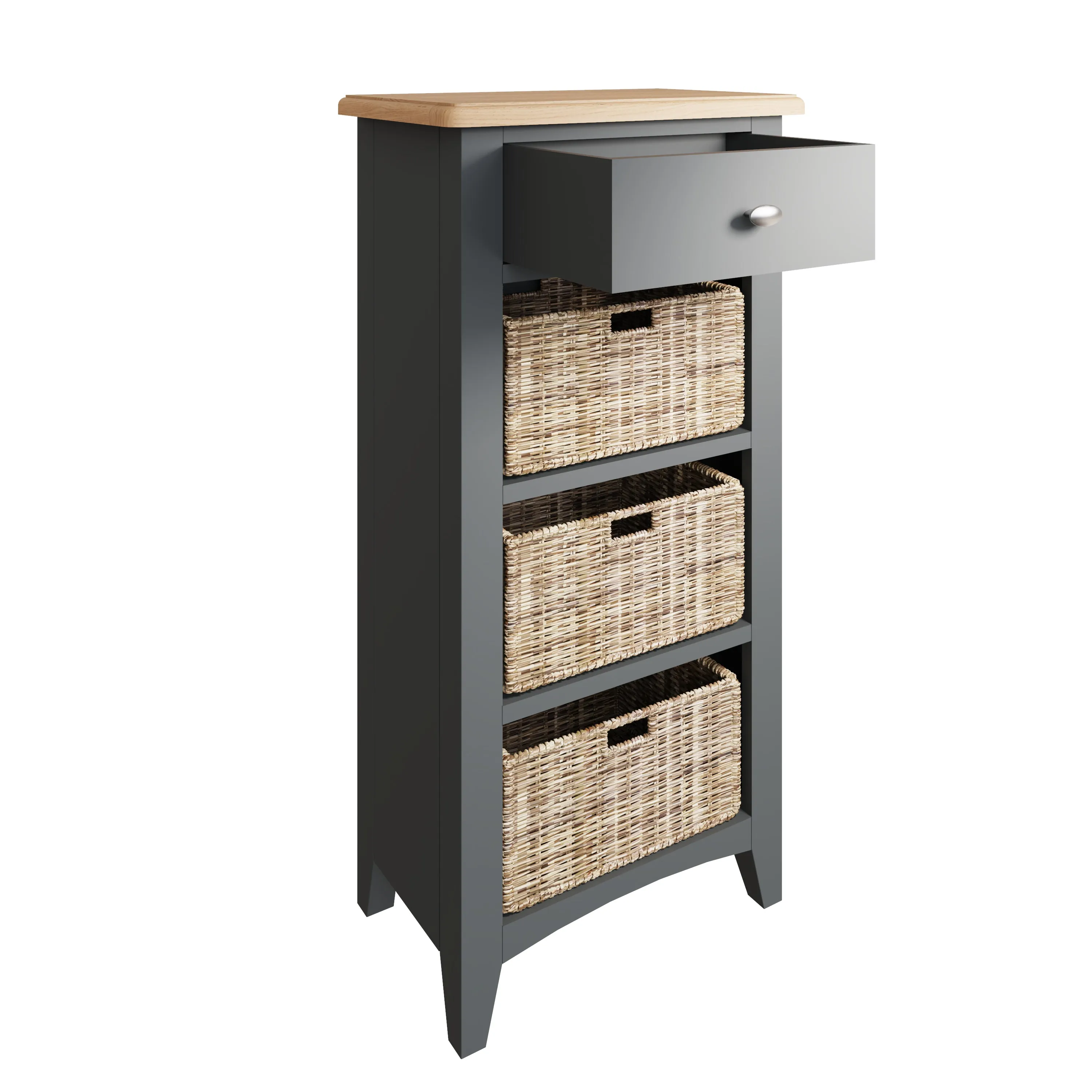 Malmesbury Grey Cabinet 1 Drawer 3 Basket 50 x 30 x 100 cm