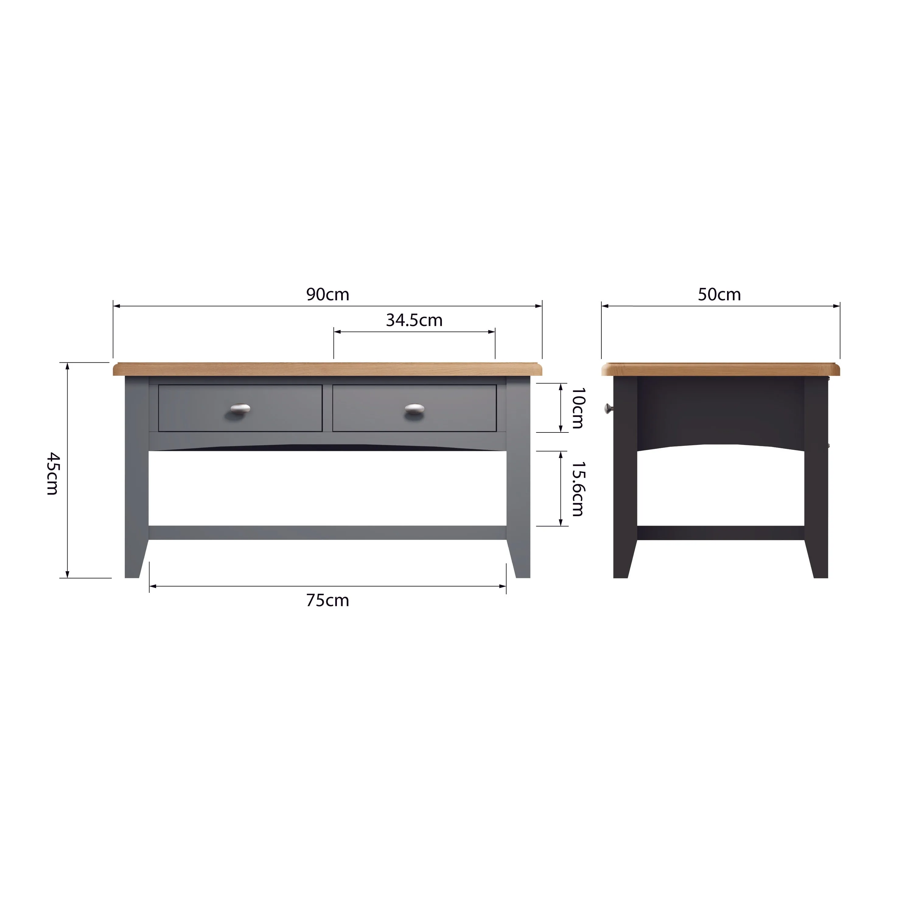 Malmesbury Grey Coffee Table Large 90 x 50 x 45 cm