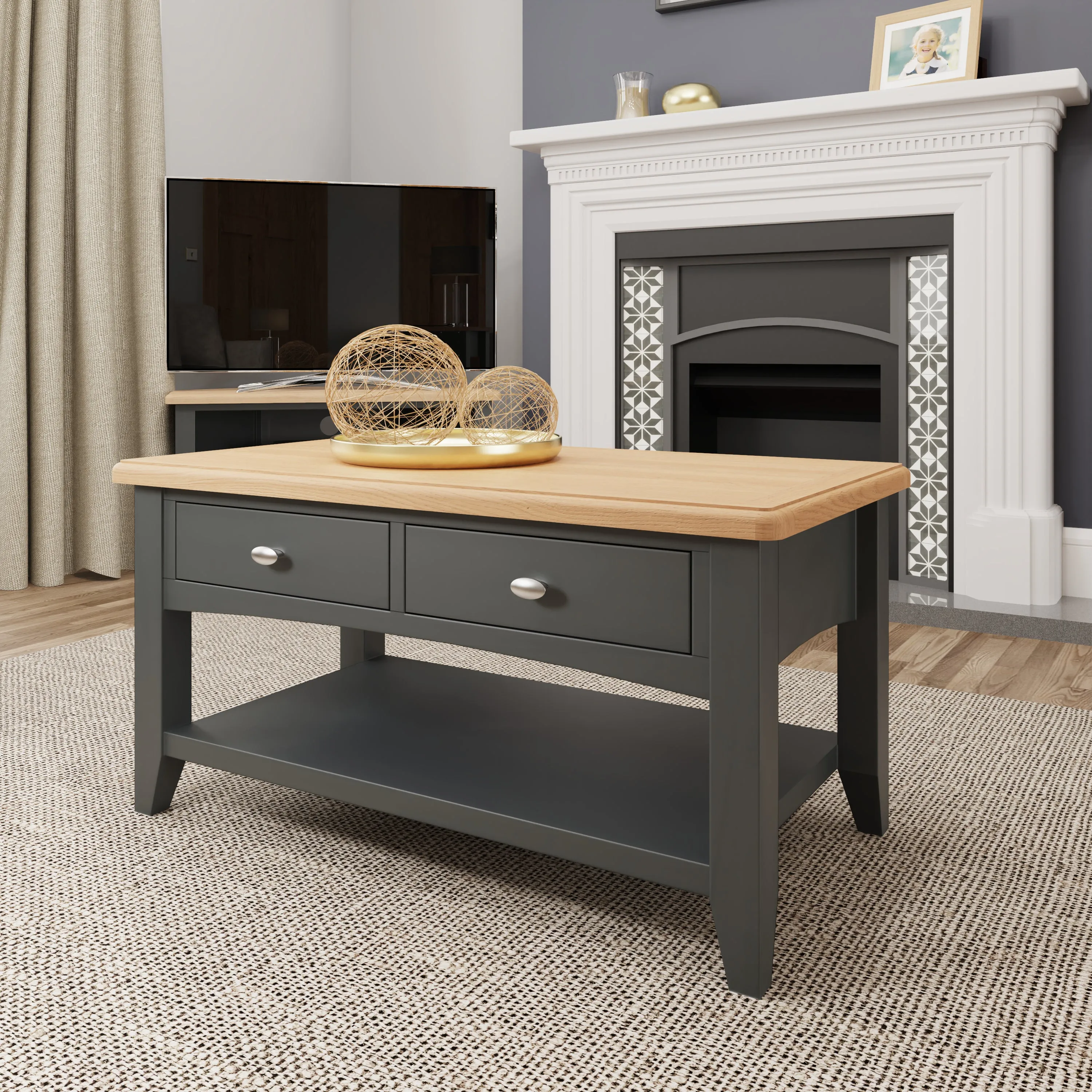 Malmesbury Grey Coffee Table Large 90 x 50 x 45 cm