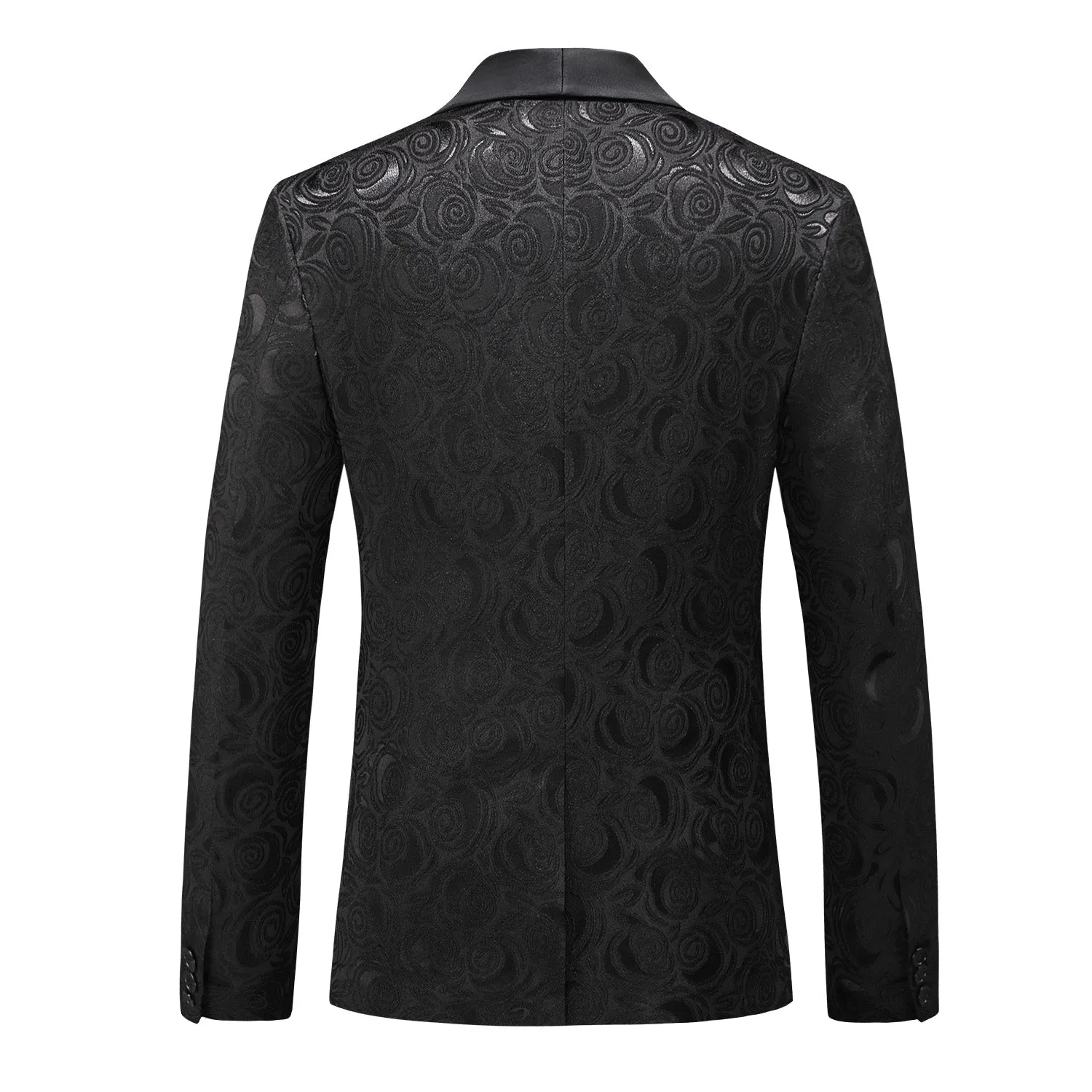 Men's Blazer Jacquard Floral Sport Coat in Black & White