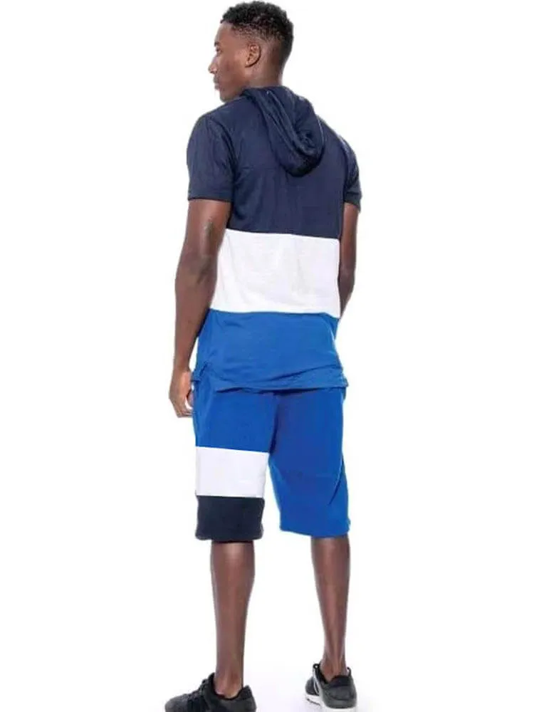 Mens Color Block Two Pieces Shorts Set