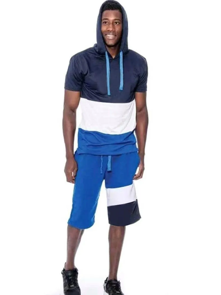 Mens Color Block Two Pieces Shorts Set