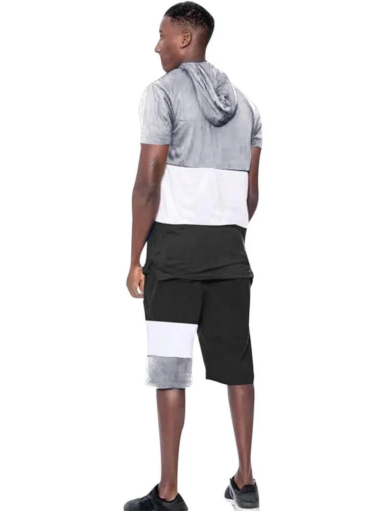 Mens Color Block Two Pieces Shorts Set