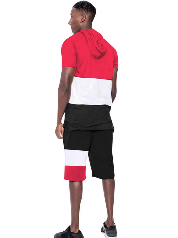 Mens Color Block Two Pieces Shorts Set