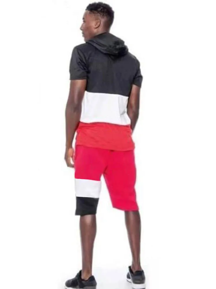 Mens Color Block Two Pieces Shorts Set