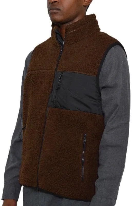 Mens Stylish Padded Sherpa Fleece Vests