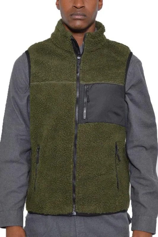 Mens Stylish Padded Sherpa Fleece Vests