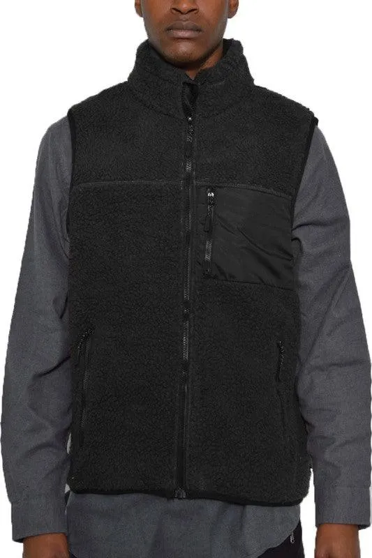 Mens Stylish Padded Sherpa Fleece Vests