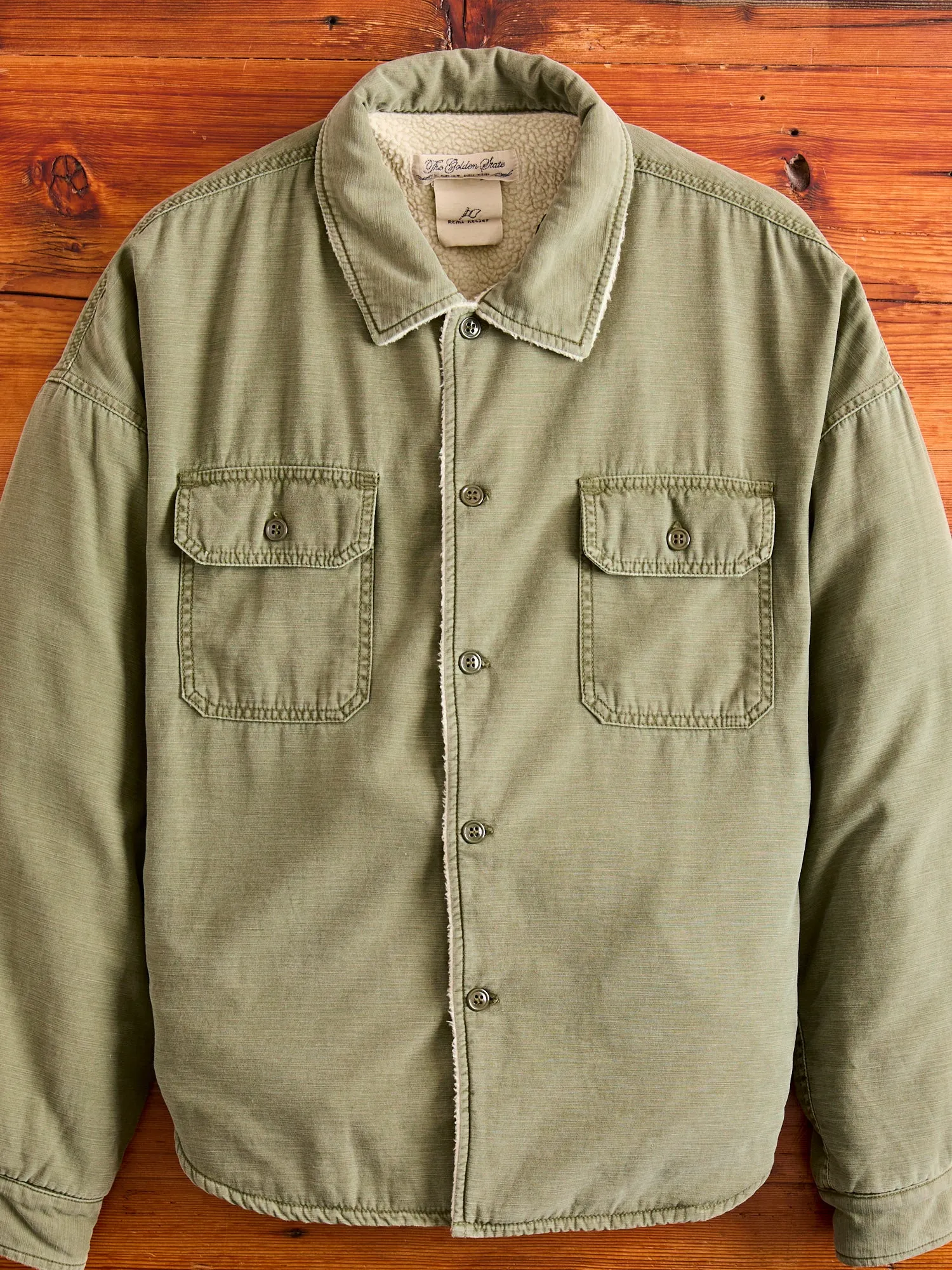 Military Boa Shirt Jacket in Khaki