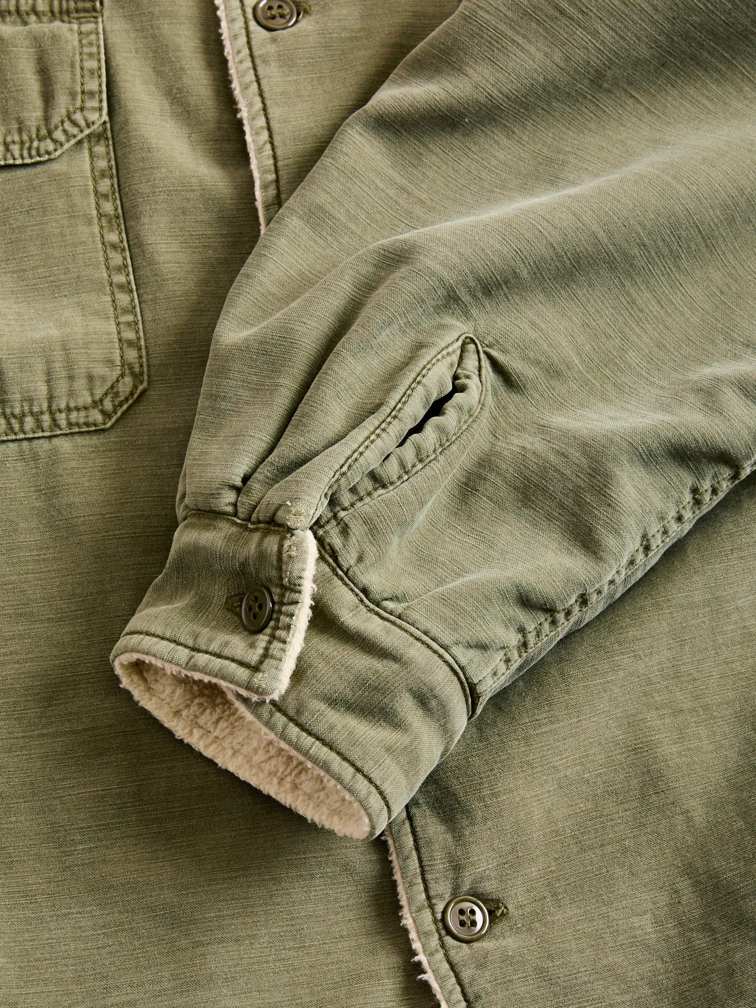 Military Boa Shirt Jacket in Khaki