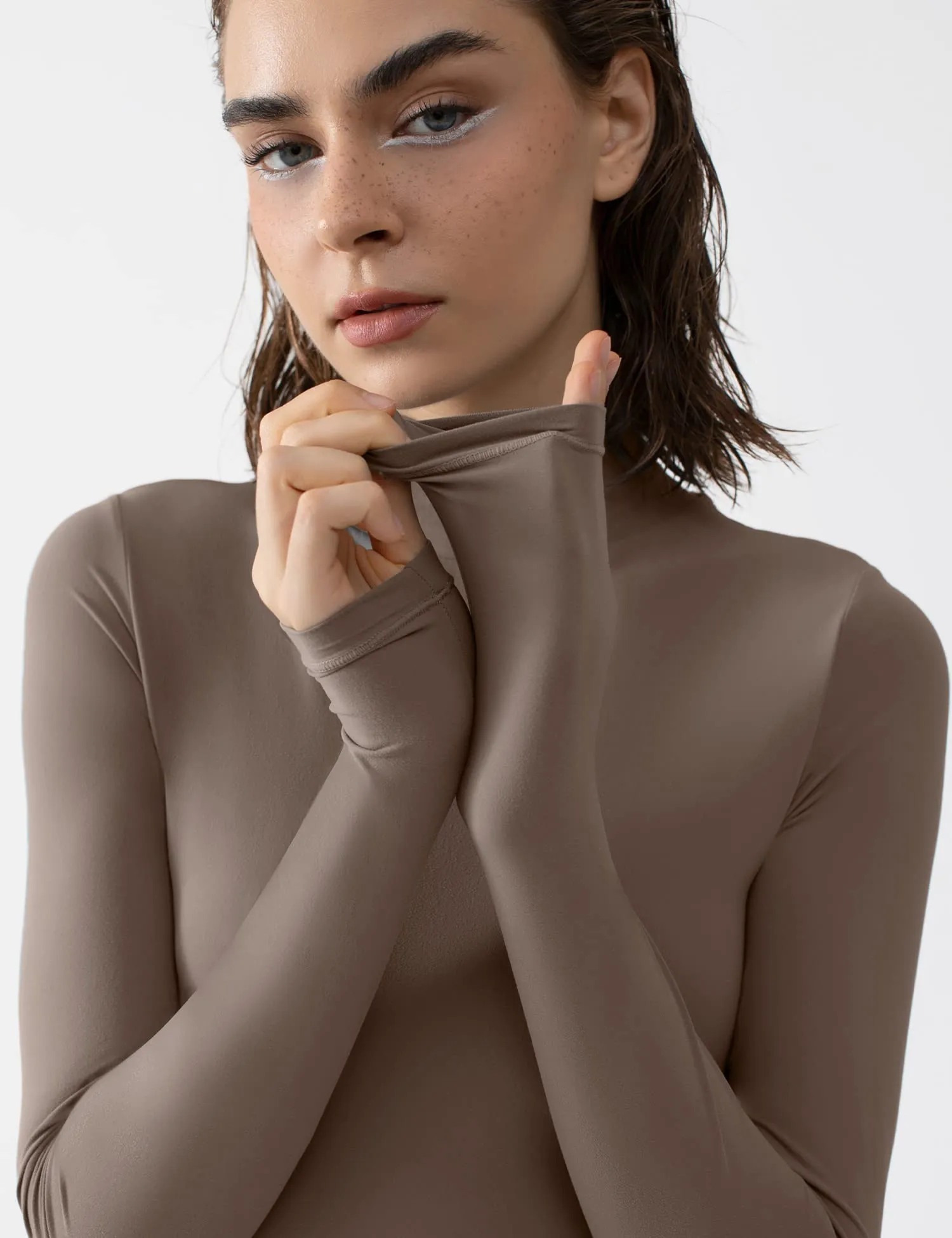 Mock Turtle Neck Long Sleeve Bodysuit