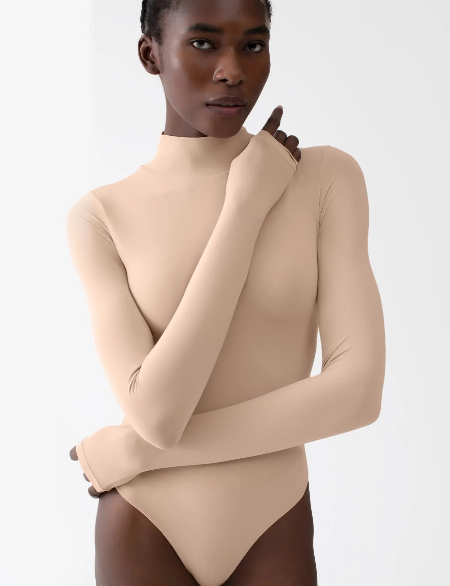 Mock Turtle Neck Long Sleeve Bodysuit