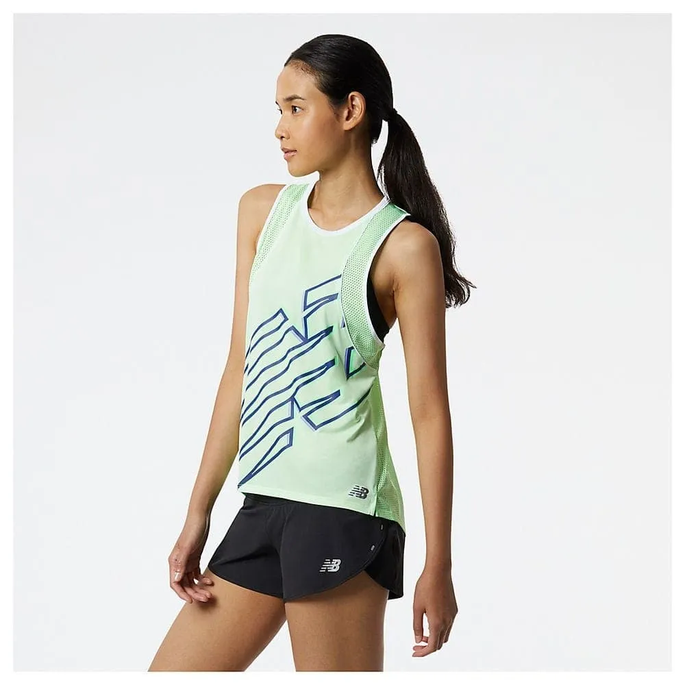 New Balance Printed Fast Flight Tank (women's) - Vibrant spring glo heather