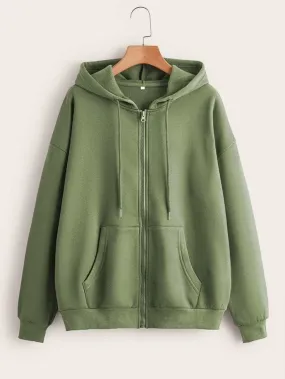 OLIVE GREEN ZIPPER HOODIE