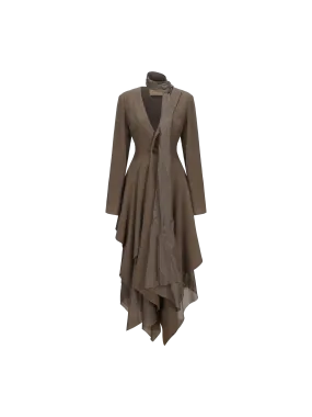 Olive Wool Multi-layered Maxi Coat