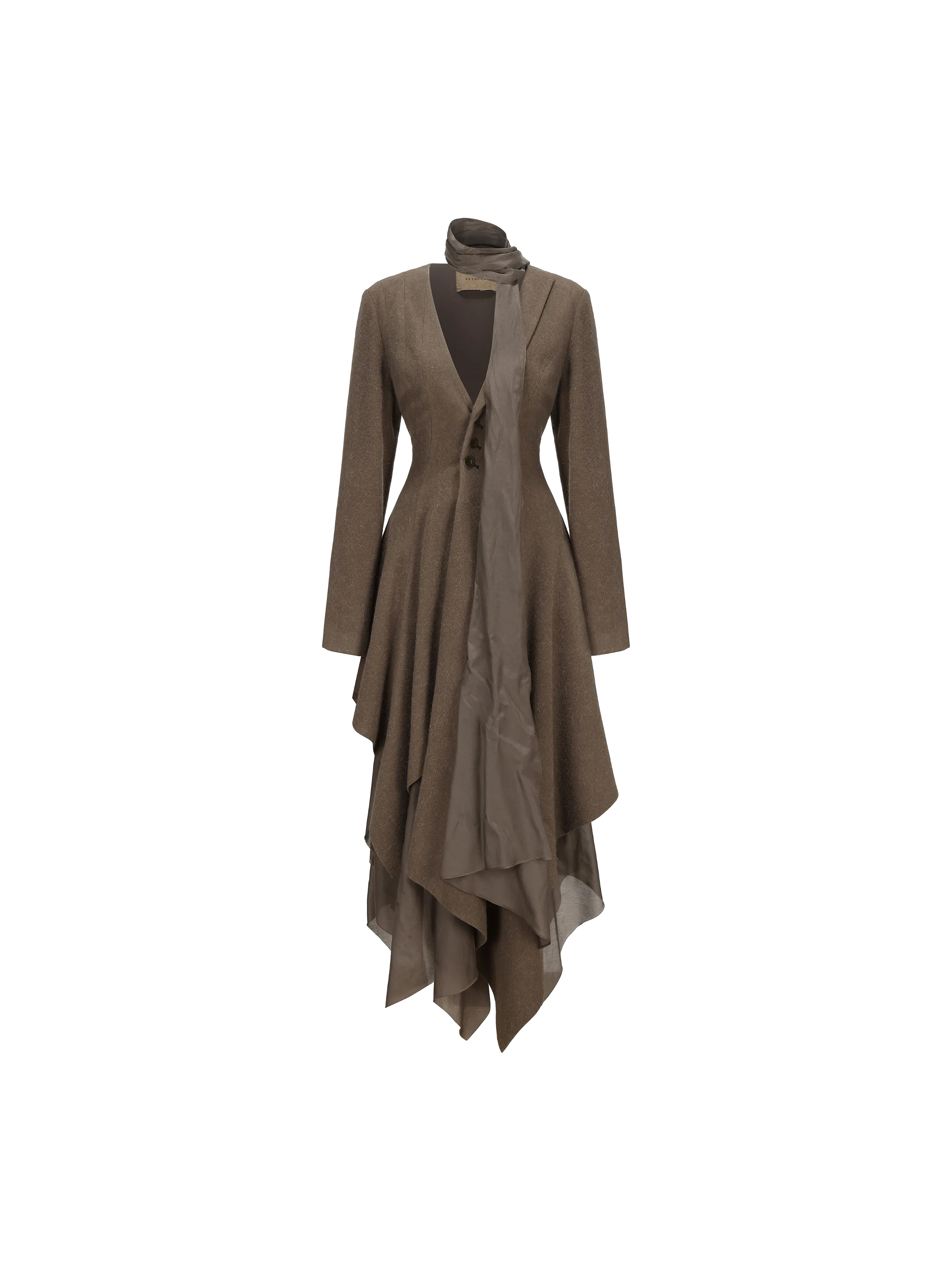 Olive Wool Multi-layered Maxi Coat