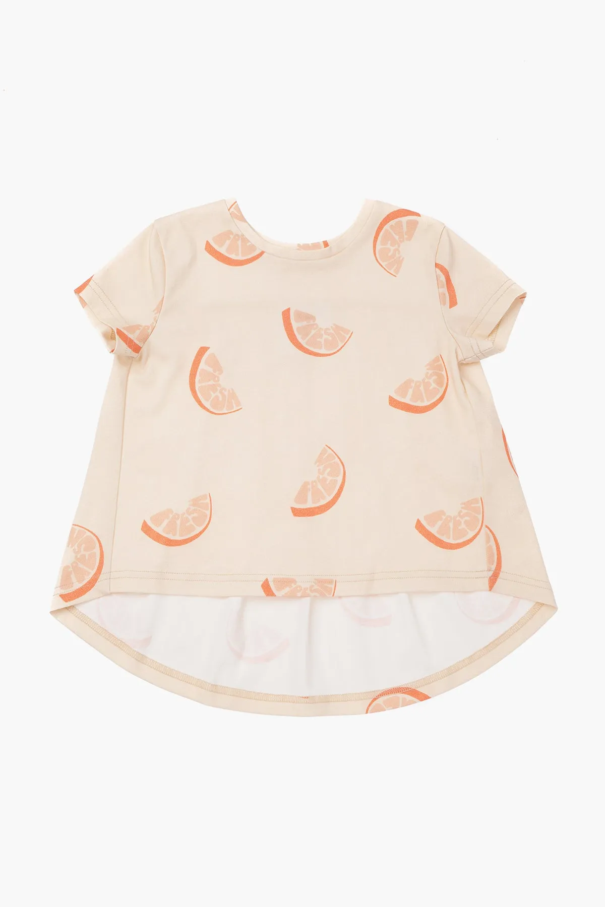 OMAMImini Circle Hem Girls Shirt - Fresh Orange (Size 4 left)