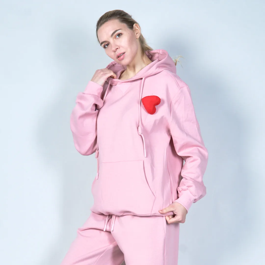 Oversized hoodie with heart applique wholesale