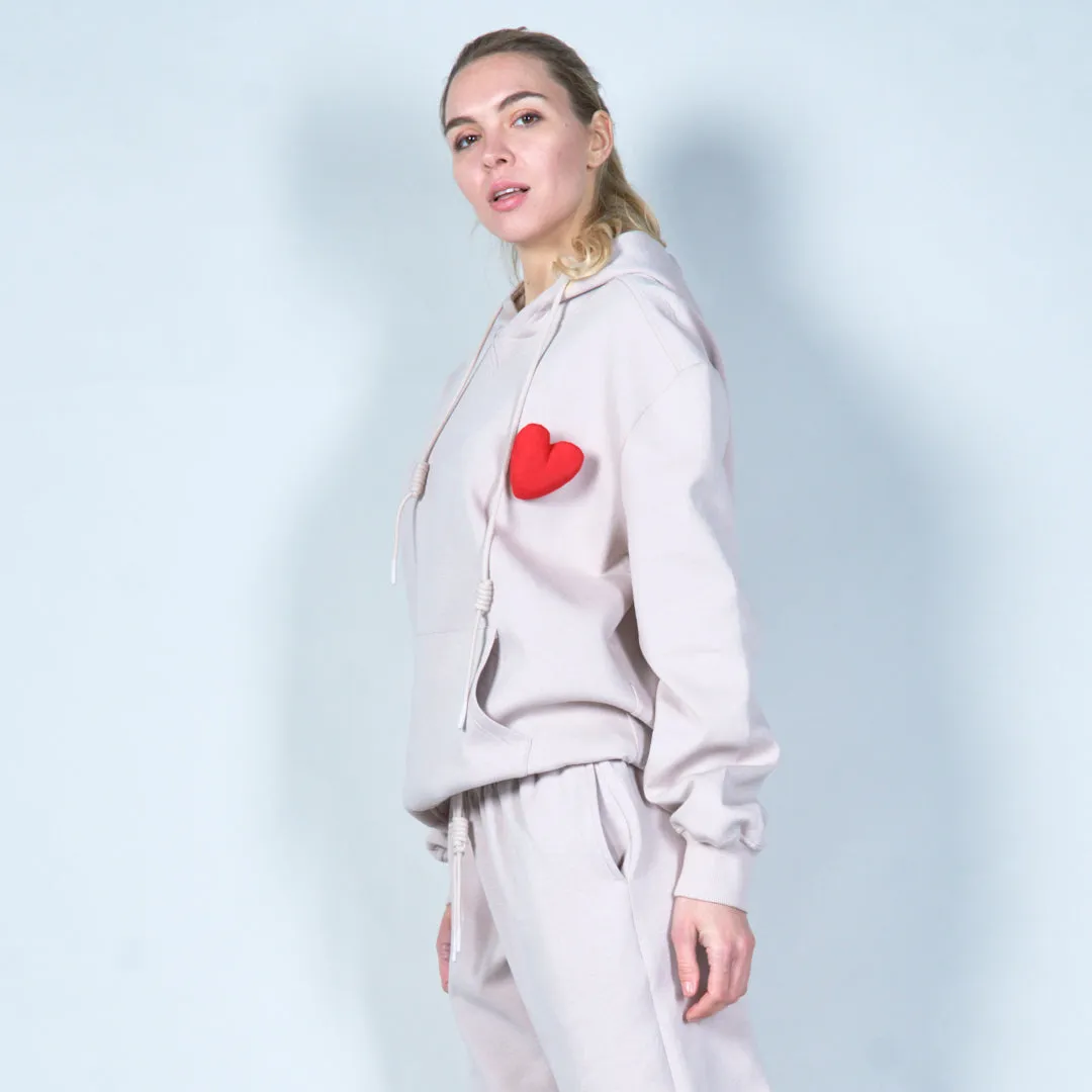 Oversized hoodie with heart applique wholesale