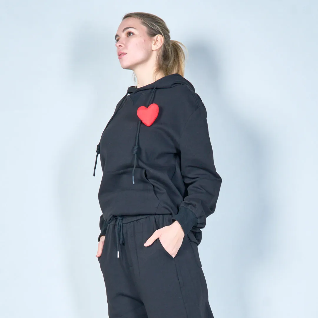 Oversized hoodie with heart applique wholesale